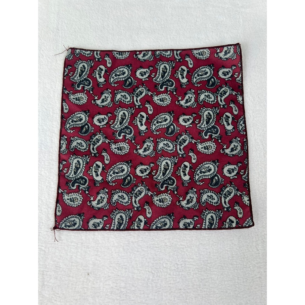 Pocket Square Mens OS Burgundy Red Paisley Suit Accessory Polyester Quiet Luxury